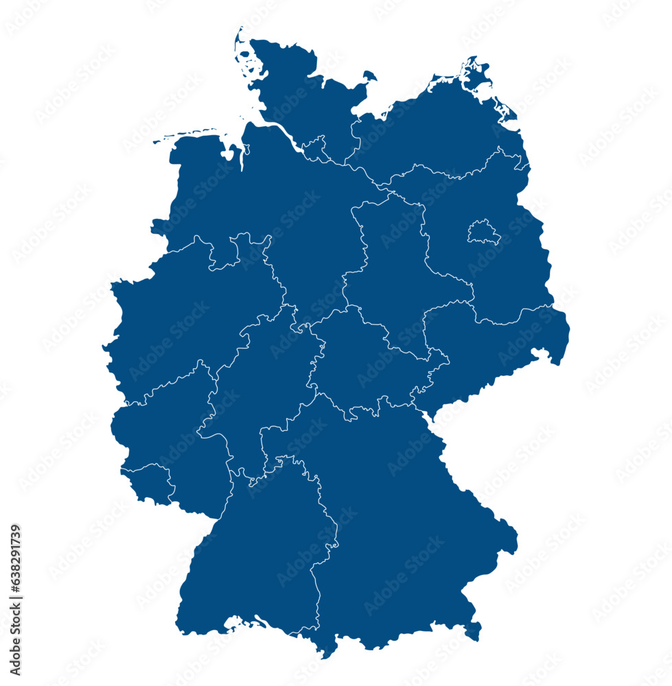 Obraz premium German map administration region in outline blue color. Map of Germany 