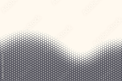 Triangle Shapes Vector Abstract Geometric Technology Oscillation Wave Isolated on Light Background. Halftone Triangular Retro Simple Pattern. Minimal 80s Style Dynamic Tech Wallpaper.