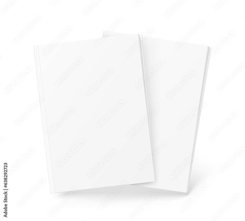 Set of cover books mockup. Vector illustration isolated on white background. It can be used for promo, catalogs, brochures, magazines, etc. Ready for your design. EPS10.