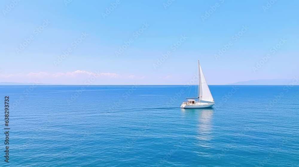 Obraz premium Beautiful yacht sailing boat on the sea with blue sky 