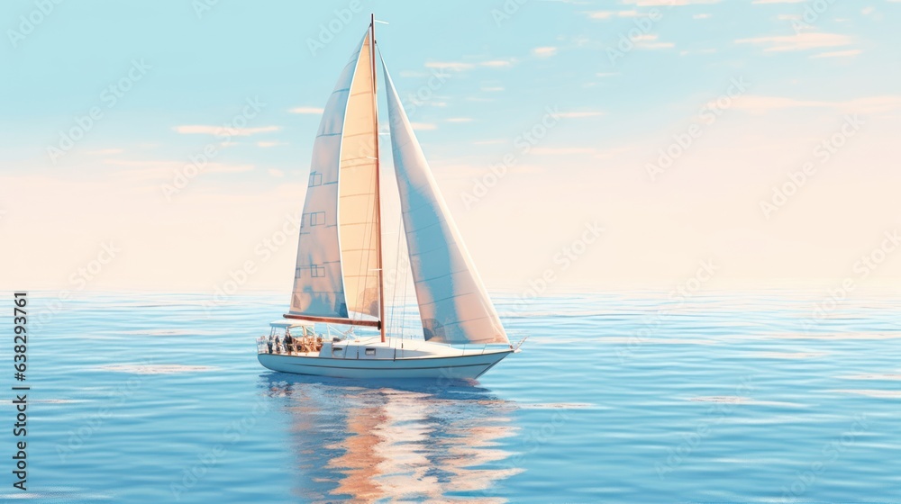 Beautiful yacht sailing boat on the sea with blue sky 