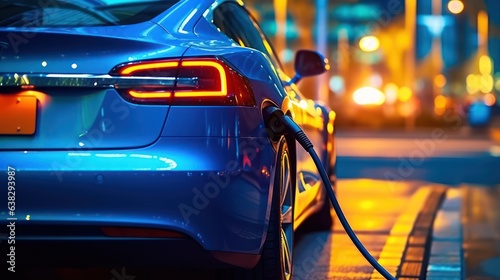 Closeup of electric car charging 