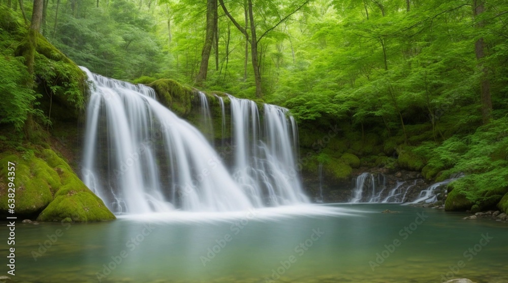 a waterfall in a forest