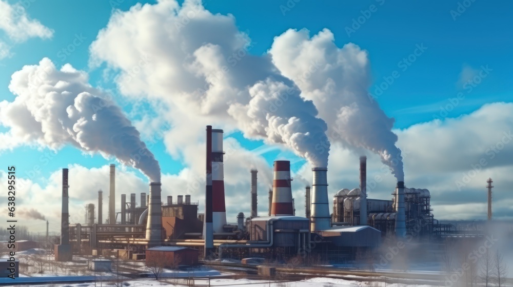 smoke from the chimney plant, oil and gas industry 