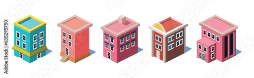 Isometric City Building and Apartment Structure Vector Set