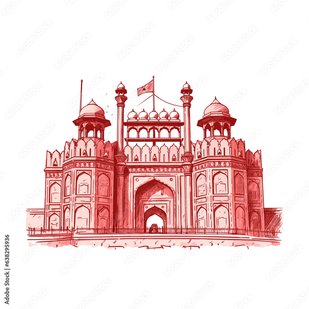 Red Fort Black White Illustration Red Stock Vector (Royalty Free)  2320904071 | Shutterstock