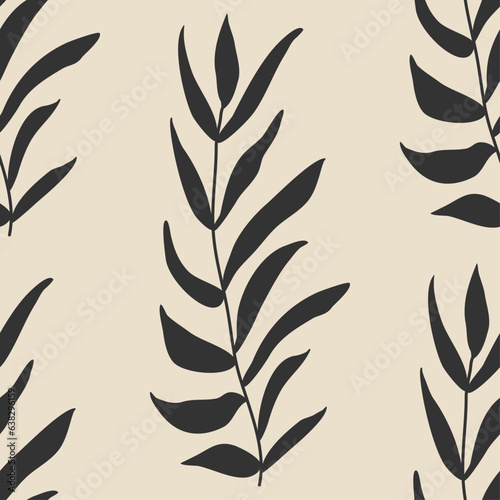 Trendy vintage minimalist seamless botanical pattern background