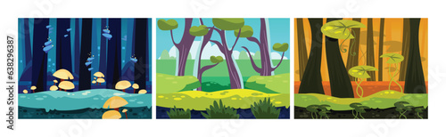 Mobile Game Horizontal Backgrounds and Scenery Vector Set