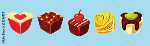 Sweet and Candy as Ui Game Element on Blue Background Vector Set
