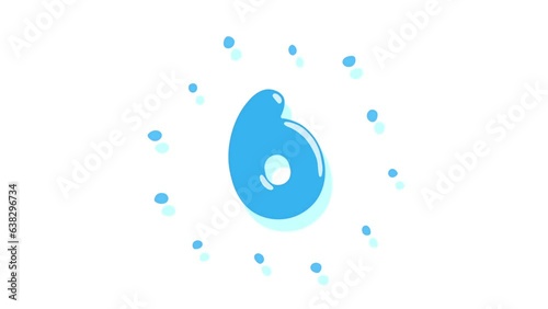 しぶきとともに飛び出す水のようなポップでかわいいカウントダウン　青