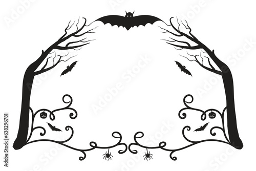 Halloween flourish wilds swirls Square Border frame, witch creepy scary bone victorian pumpkin bat spider pictures frames, vintage rectangle Decorative curly Elegant embellishment ornament borders  