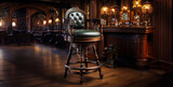 Olivia Antique Swivel Mahogany Wooden Bar Stool Solid Wood Dining Furniture. Generative Ai content