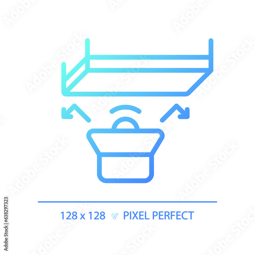 2D pixel perfect gradient soundproof ceiling gradient icon, isolated vector, soundproofing blue thin line illustration.