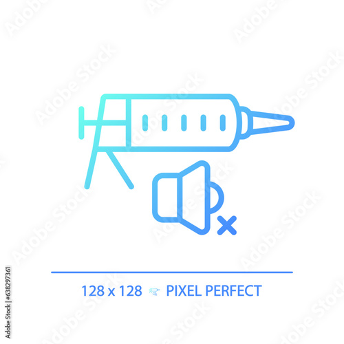 2D pixel perfect gradient soundproof sealant gradient icon, isolated vector, soundproofing blue thin line illustration.