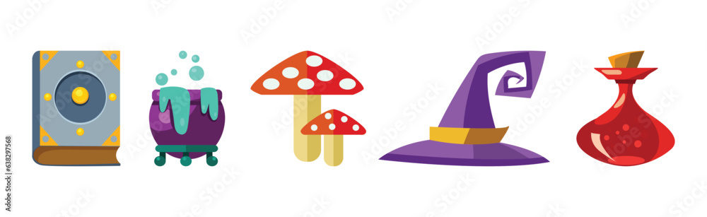 Magic Fantastic Object and Elements for Sorcery Vector Set Magic Fantastic Object and Elements for Sorcery Vector Set