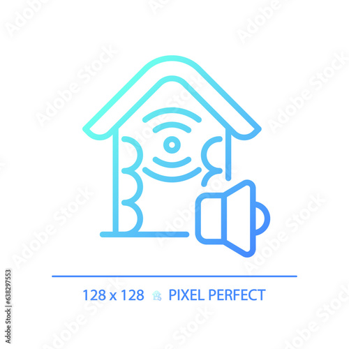 2D pixel perfect gradient soundproof walls gradient icon, isolated vector, soundproofing blue thin line illustration.