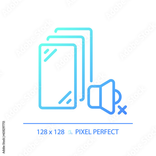 2D pixel perfect gradient soundproof fibreglass gradient icon, isolated vector, soundproofing blue thin line illustration.