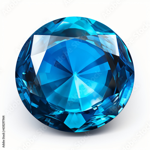 Blue gem stone isolated on white background 