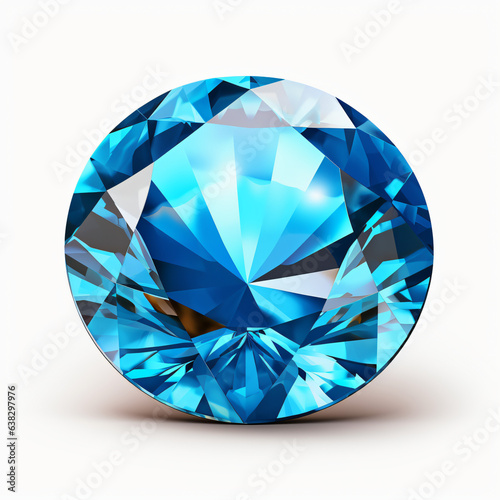 Blue gem stone isolated on white background 