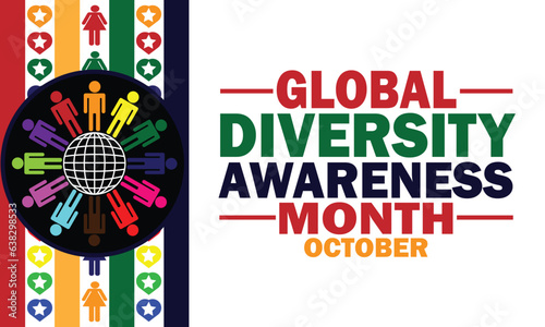Global Diversity Awareness Month Vector illustration Backdrop with colorful shapes and designs. Modern diversity awareness month October backdrop