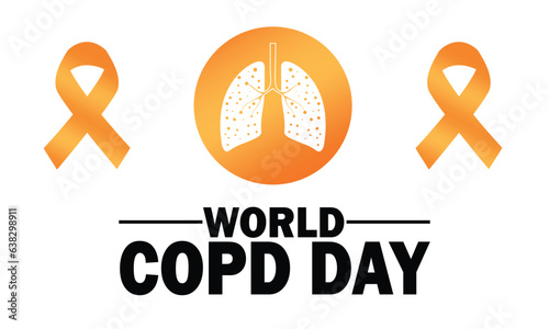 Vector illustration of World COPD day (Chronic Obstructive Pulmonary Disease) observed in November each year. Holiday concept. Template for background, banner, card, poster with text inscription. 
