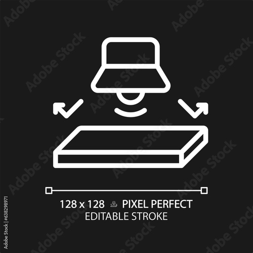 2D pixel perfect editable soundproof flooring white icon, isolated vector, soundproofing thin line illustration.