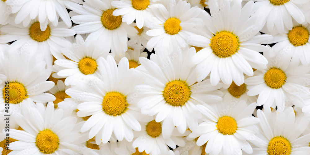 Marguerite flowers or Daisy Seamless texture. Beautiful floral pattern that repeats.