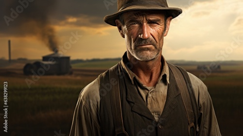 Portrait of a farmer against the backdrop of his fields.