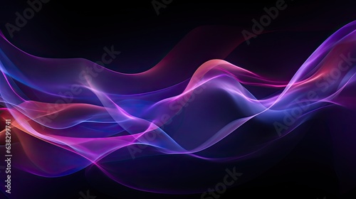 Neon colour purple lines on black background. Creative abstract wallpaper, ai generated