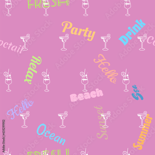 Cocktail beverages seamless pattern sketch background