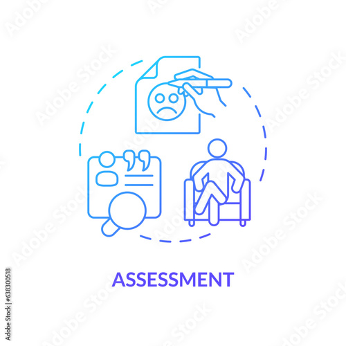 2D gradient assessment blue thin line icon concept, isolated vector, illustration representing behavioral therapy.