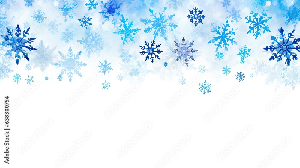 blue snowflakes on white background, pastel colour blue snowflakes on white background, pastel colour