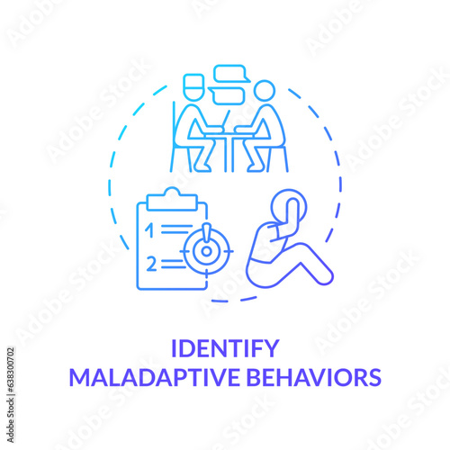 2D gradient identify maladaptive behaviors blue thin line icon concept, isolated vector, illustration representing behavioral therapy.