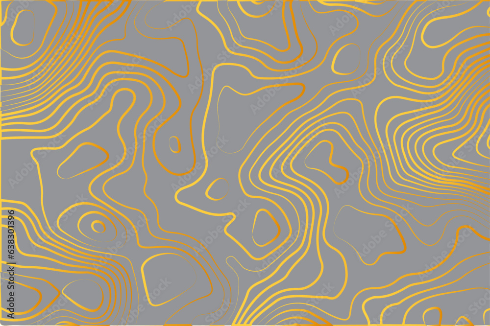 Abstract wavy topographic map contour, Golden lines pattern background ...