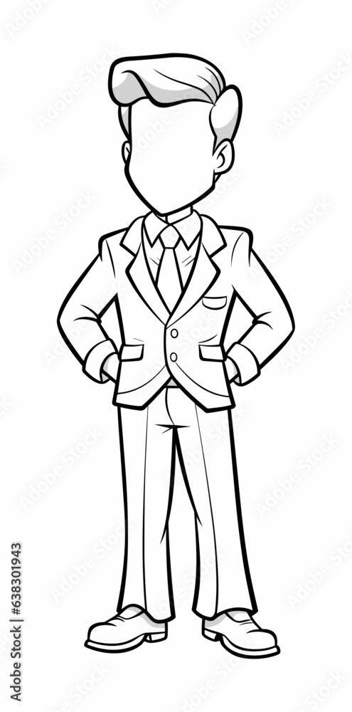 Black and white illustration of a businessman in suit. Black and white illustration of a businessman in suit.
