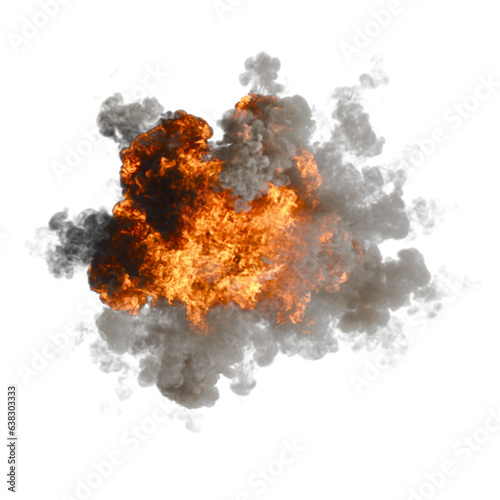 Aerial explosion isolated transparent background 3d rendering 