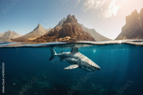 Great white shark underwater, Generative AI © Ziyasier