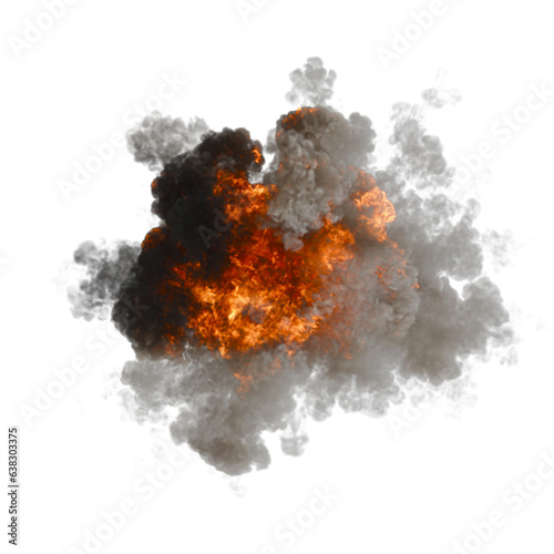 Aerial explosion isolated transparent background 3d rendering  © Zahaoha