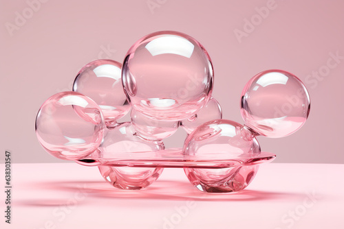 clear transparent lenses floating in water with pink background, in the style of conceptual minimalist 
