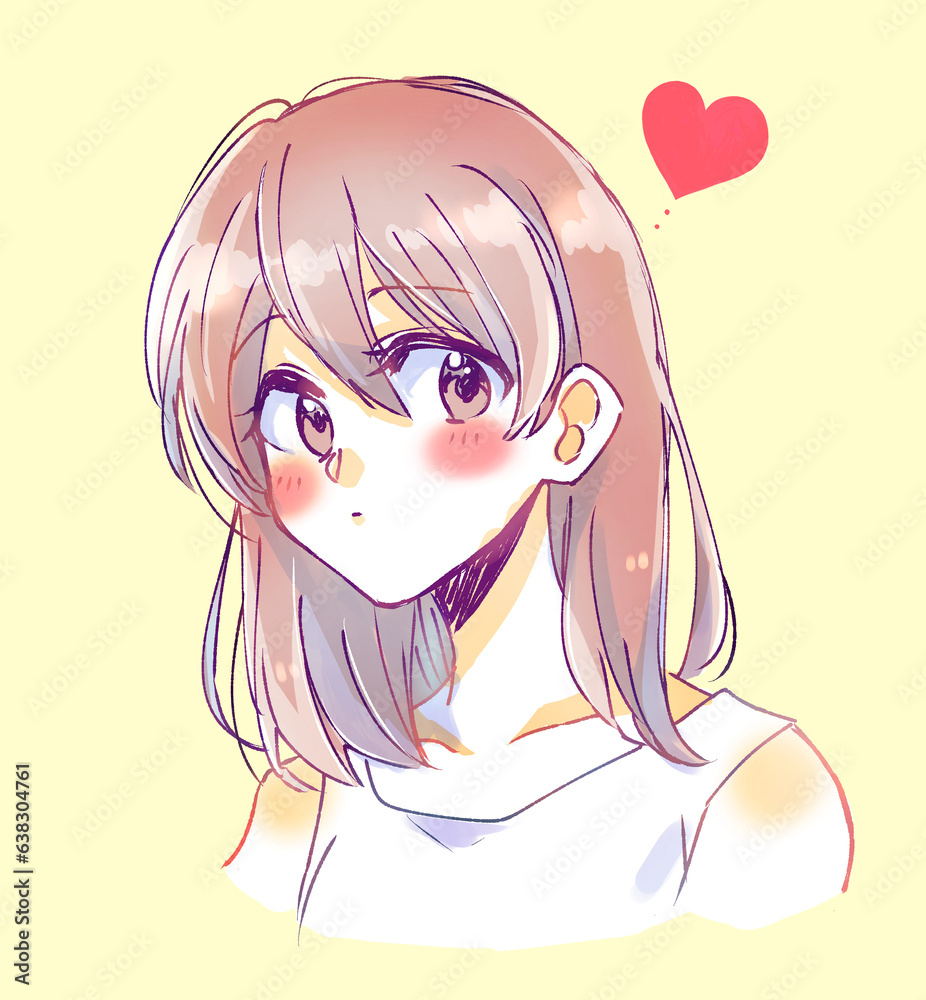 手描きの恋する女の子
