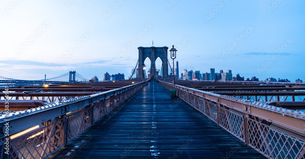 brooklyn bridge in new york. bridge spanning the East River between the boroughs of Manhattan and Brooklyn. brooklyn bridge of new york city. Historic landmark