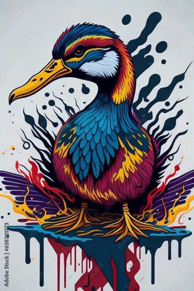 A detailed illustration of a Duck for a t-shirt design, wallpaper, and fashion