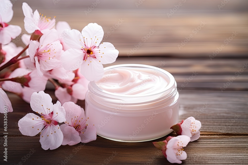 natural cosmetics - pink face cream in neutral container (Generative AI) natural cosmetics - pink face cream in neutral container (Generative AI)