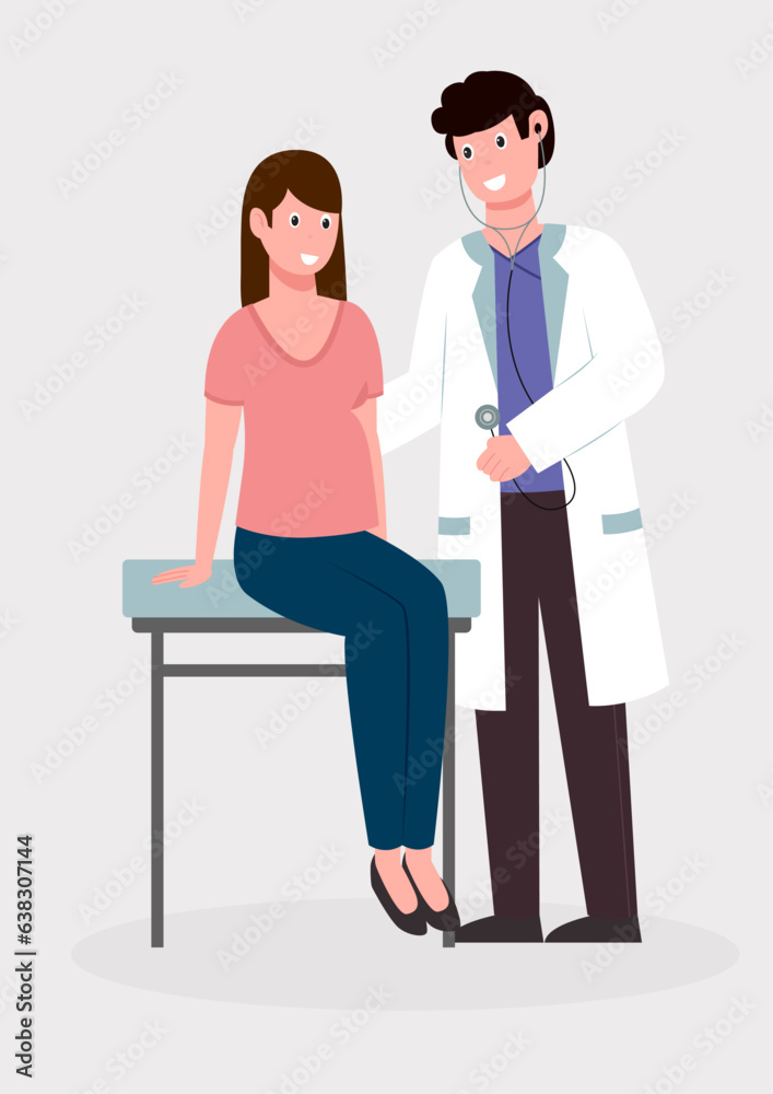 Flat vector illustration of doctor examining girl patient. Healthcare concept.
Flat vector illustration of doctor examining girl patient. Healthcare concept.