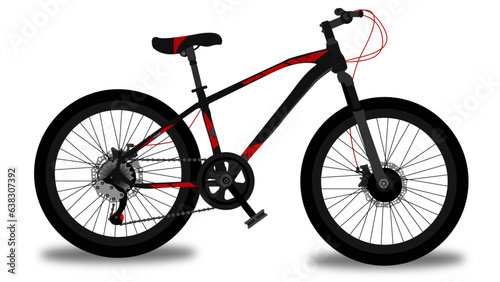 Vector illustration of 5-speed gear bicycle for youngsters and racers in red and black color combination.
