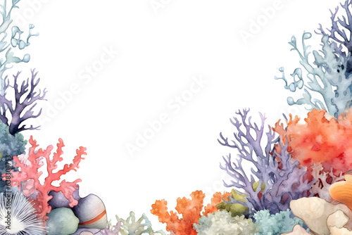 水彩の珊瑚のフレーム素材