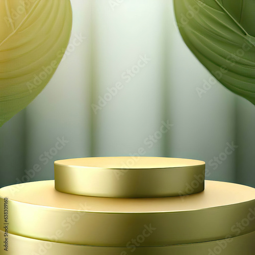 3D render Illustration of Threecylinder podiums and pedestals in soft pastel colors Generative AI
 photo