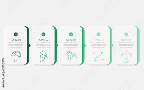 Timeline Creator infographic template. 5 Step timeline journey, calendar Flat simple infographics design template. presentation graph. Business concept with 5 options, gantt vector illustration.