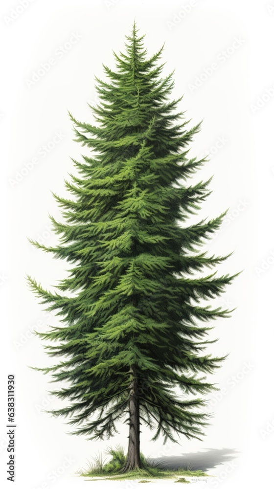 spruce tree in summer, bright background