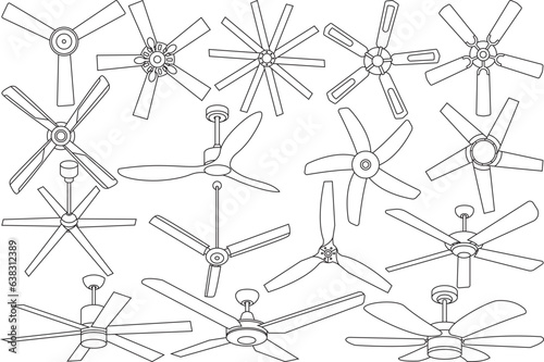 Ceiling Fan Outline, Ceiling Fan SVG Outline, Ceiling Fan Vector Art